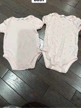 Zara Light Pink Ribbed & Floral Short Sleeve Onesies (2-Pack)